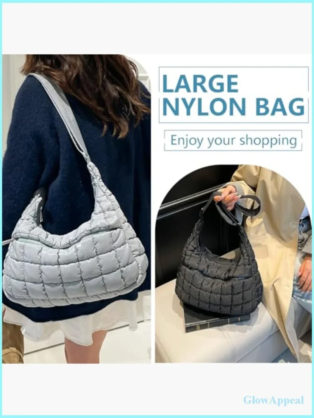 Lightweight Quilted Puffy Crossbody Hobo Bag Soft Fluffy Handbag
